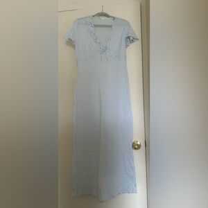 Vintage Hanro of Switzerland Light Blue embroidered bodice nightgown!